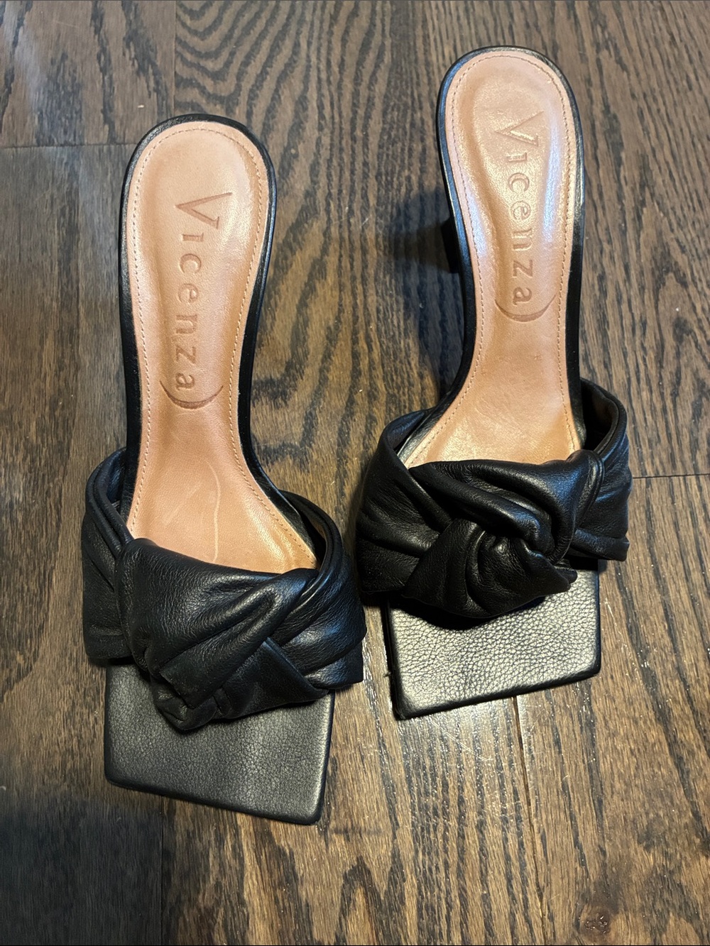 Vicenza Black Knotted Slide Heels